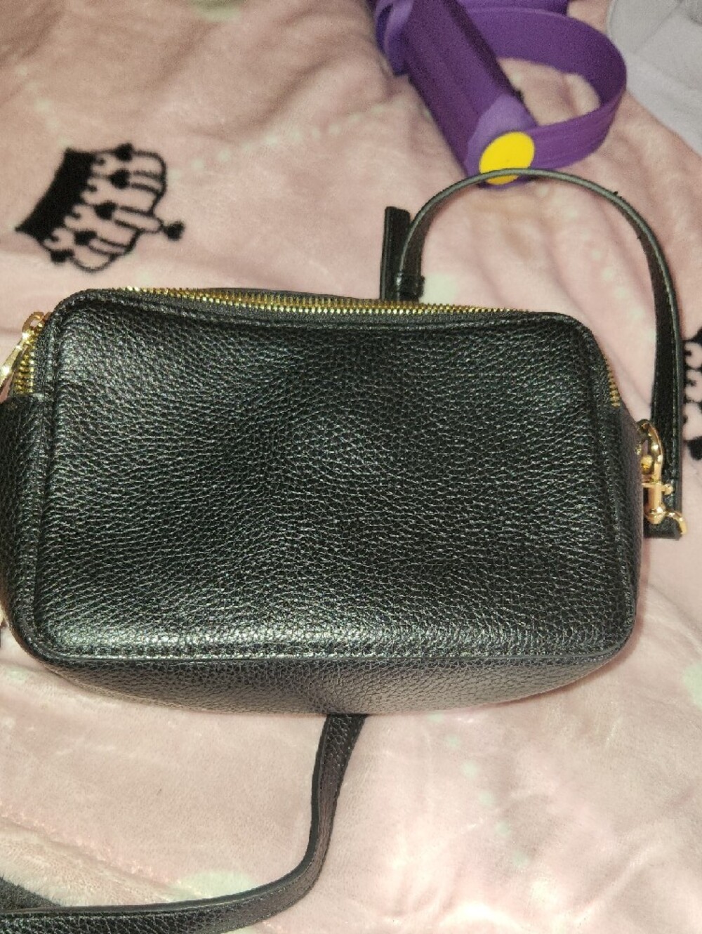 Versace Jeans Collection Black Leather Crossbody with Gold Crest - Picture 9 of 14